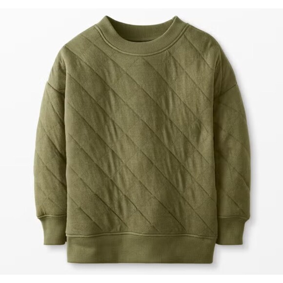 Hanna Andersson 2T Quilted Pullover Olive Green Crewneck Sweatshirt - Picture 1 of 7